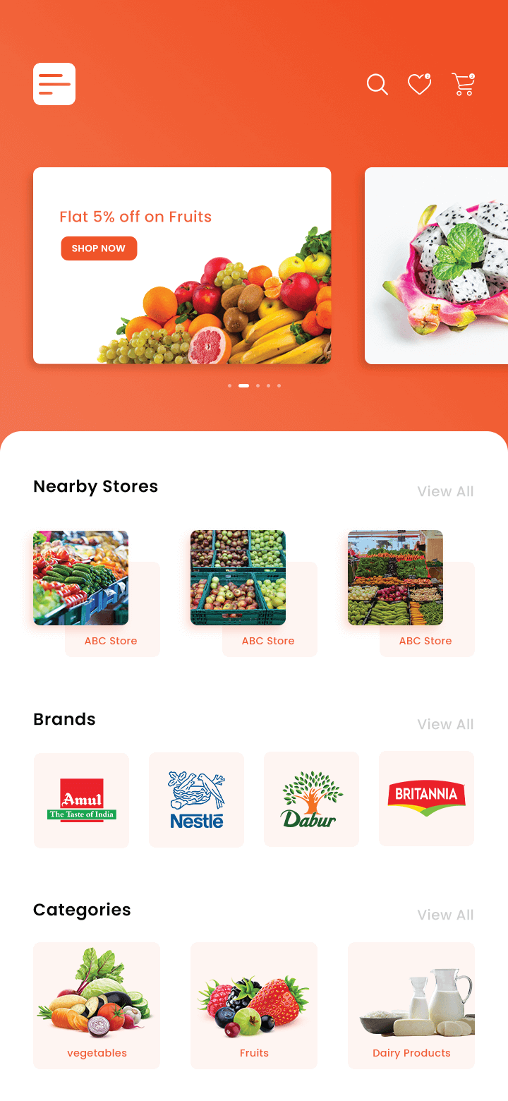 Grocery User App Home